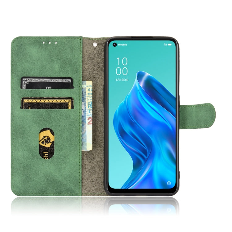 For OPPO Reno5 A(Japan) Solid Color Skin Feel Magnetic Buckle Horizontal Flip Calf Texture PU Leather Case with Holder & Card Slots & Wallet