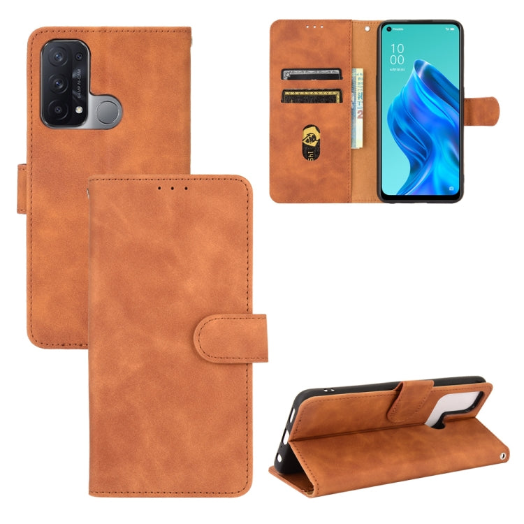 For OPPO Reno5 A(Japan) Solid Color Skin Feel Magnetic Buckle Horizontal Flip Calf Texture PU Leather Case with Holder & Card Slots & Wallet