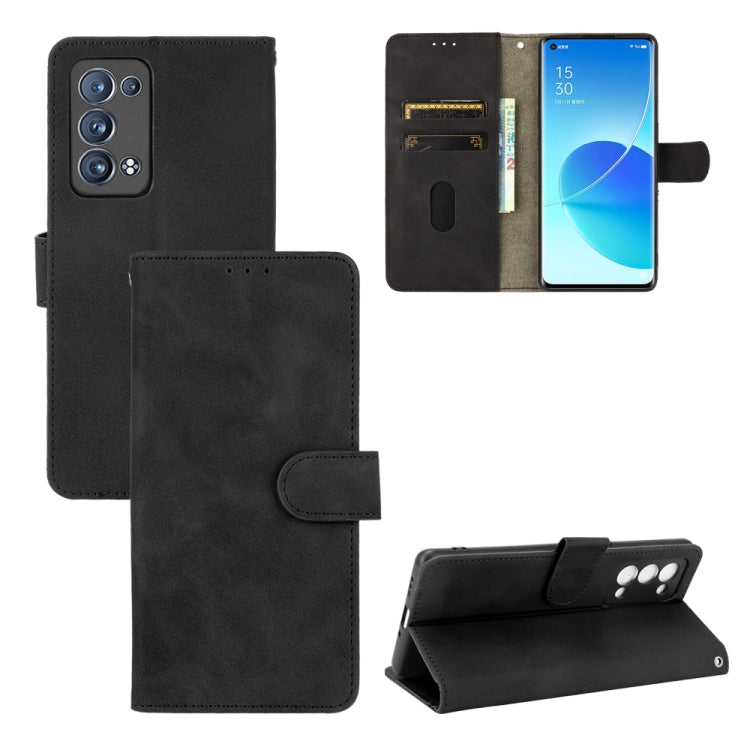 For OPPO Reno6 Pro+ Solid Color Skin Feel Magnetic Buckle Horizontal Flip Calf Texture PU Leather Case with Holder & Card Slots & Wallet