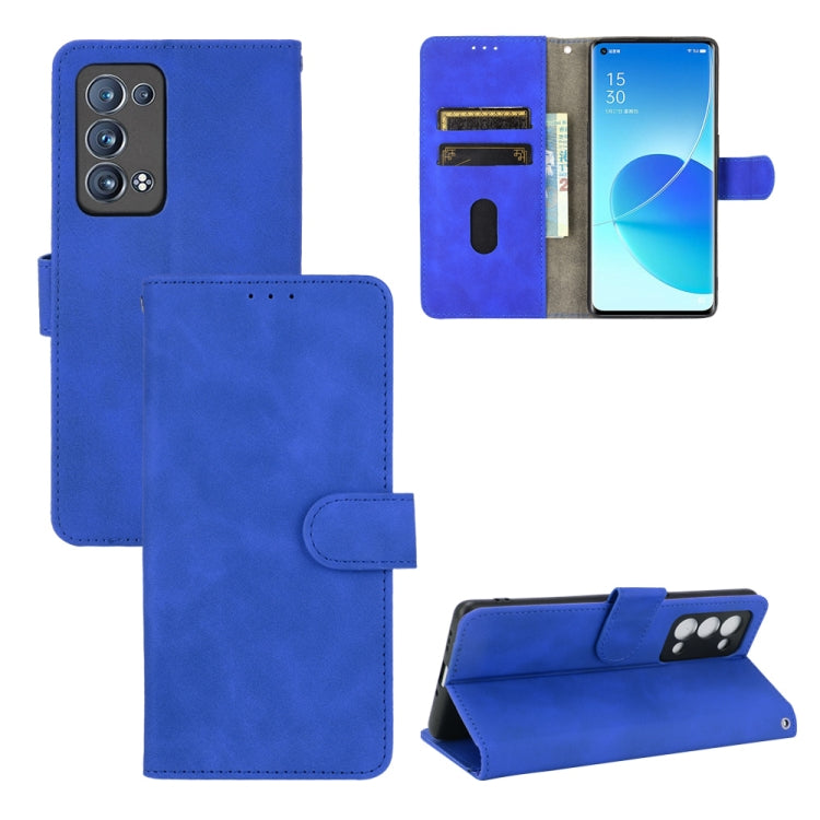 For OPPO Reno6 Pro+ Solid Color Skin Feel Magnetic Buckle Horizontal Flip Calf Texture PU Leather Case with Holder & Card Slots & Wallet