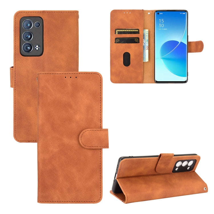 For OPPO Reno6 Pro+ Solid Color Skin Feel Magnetic Buckle Horizontal Flip Calf Texture PU Leather Case with Holder & Card Slots & Wallet