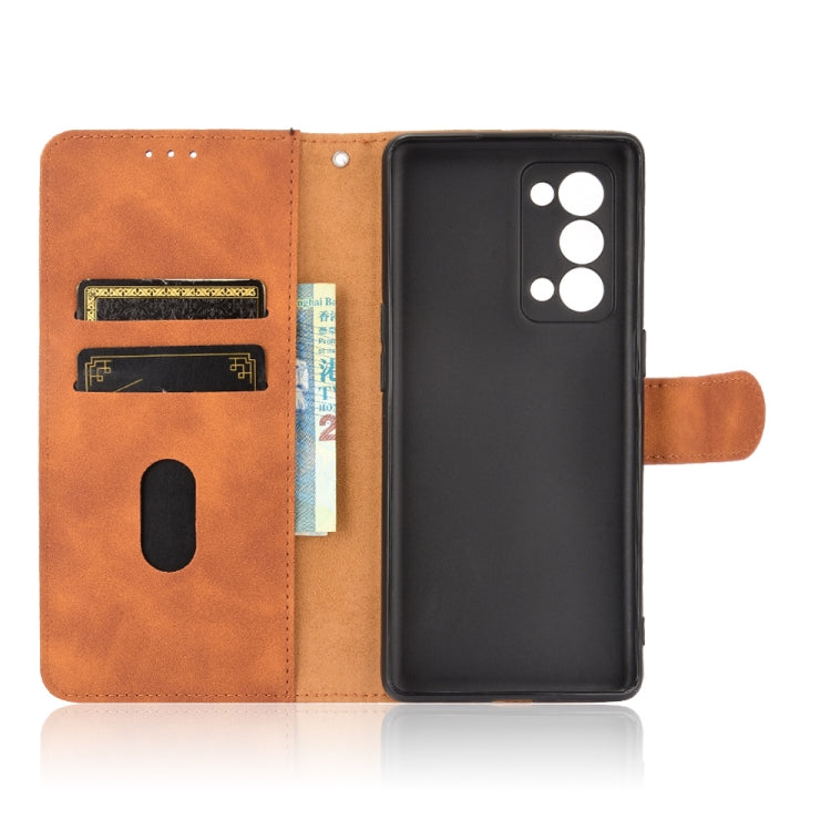 For OPPO Reno6 Pro+ Solid Color Skin Feel Magnetic Buckle Horizontal Flip Calf Texture PU Leather Case with Holder & Card Slots & Wallet