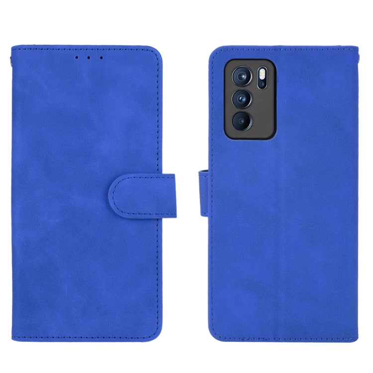 For OPPO Reno6 Pro Solid Color Skin Feel Magnetic Buckle Horizontal Flip Calf Texture PU Leather Case with Holder & Card Slots & Wallet