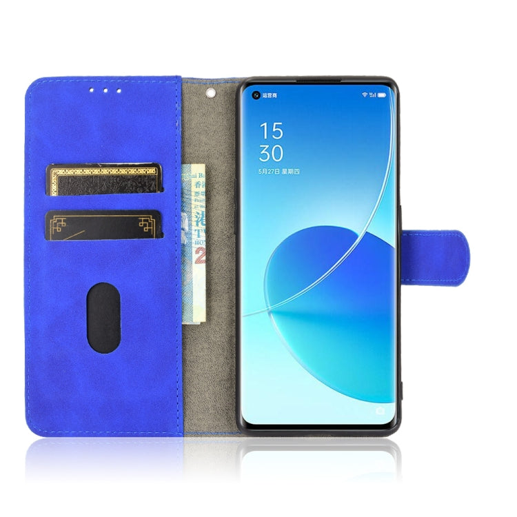 For OPPO Reno6 Pro Solid Color Skin Feel Magnetic Buckle Horizontal Flip Calf Texture PU Leather Case with Holder & Card Slots & Wallet