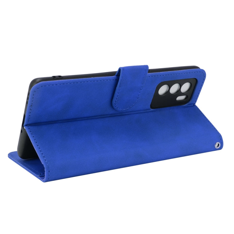 For OPPO Reno6 Pro Solid Color Skin Feel Magnetic Buckle Horizontal Flip Calf Texture PU Leather Case with Holder & Card Slots & Wallet