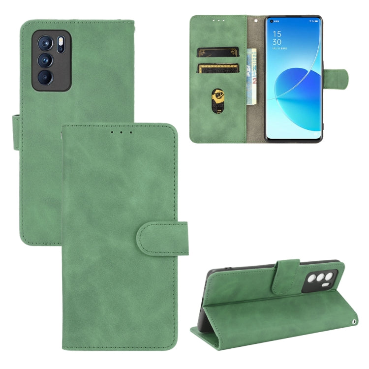 For OPPO Reno6 Pro Solid Color Skin Feel Magnetic Buckle Horizontal Flip Calf Texture PU Leather Case with Holder & Card Slots & Wallet