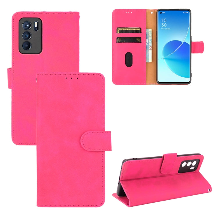 For OPPO Reno6 Pro Solid Color Skin Feel Magnetic Buckle Horizontal Flip Calf Texture PU Leather Case with Holder & Card Slots & Wallet