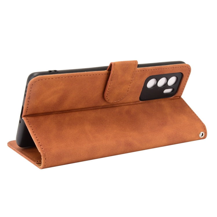 For OPPO Reno6 Pro Solid Color Skin Feel Magnetic Buckle Horizontal Flip Calf Texture PU Leather Case with Holder & Card Slots & Wallet