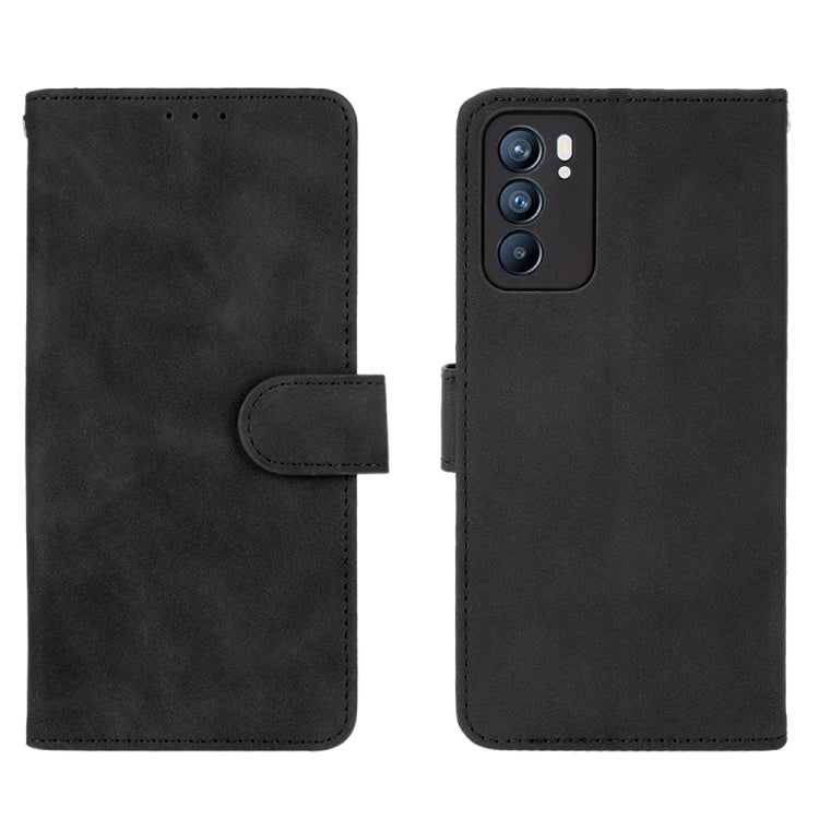For OPPO Reno6 Solid Color Skin Feel Magnetic Buckle Horizontal Flip Calf Texture PU Leather Case with Holder & Card Slots & Wallet
