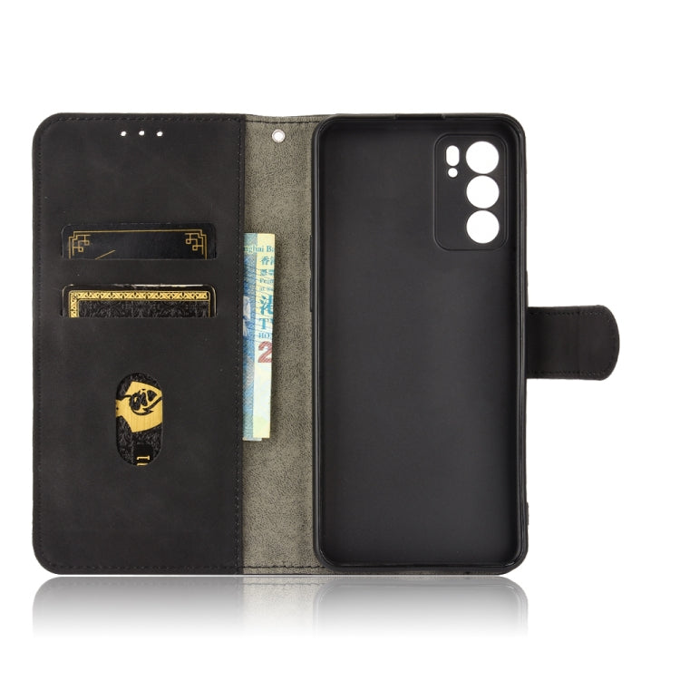 For OPPO Reno6 Solid Color Skin Feel Magnetic Buckle Horizontal Flip Calf Texture PU Leather Case with Holder & Card Slots & Wallet