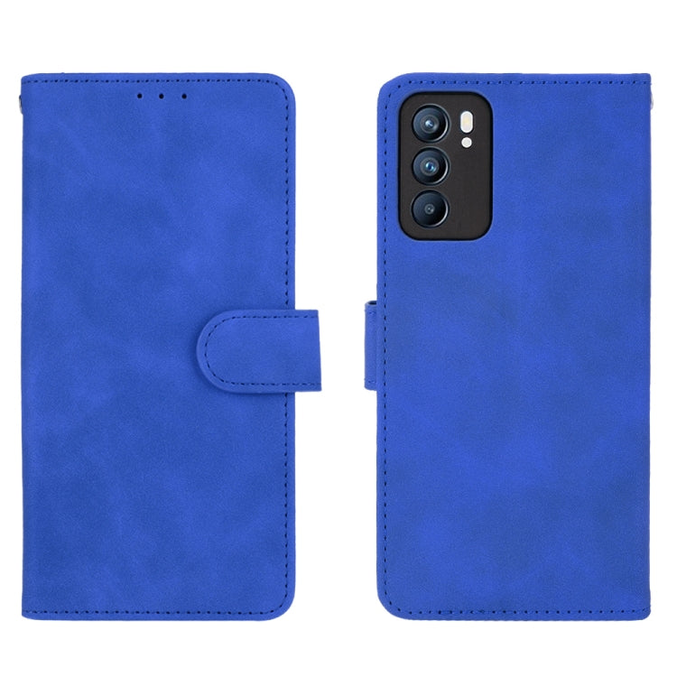 For OPPO Reno6 Solid Color Skin Feel Magnetic Buckle Horizontal Flip Calf Texture PU Leather Case with Holder & Card Slots & Wallet