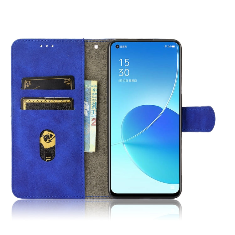 For OPPO Reno6 Solid Color Skin Feel Magnetic Buckle Horizontal Flip Calf Texture PU Leather Case with Holder & Card Slots & Wallet