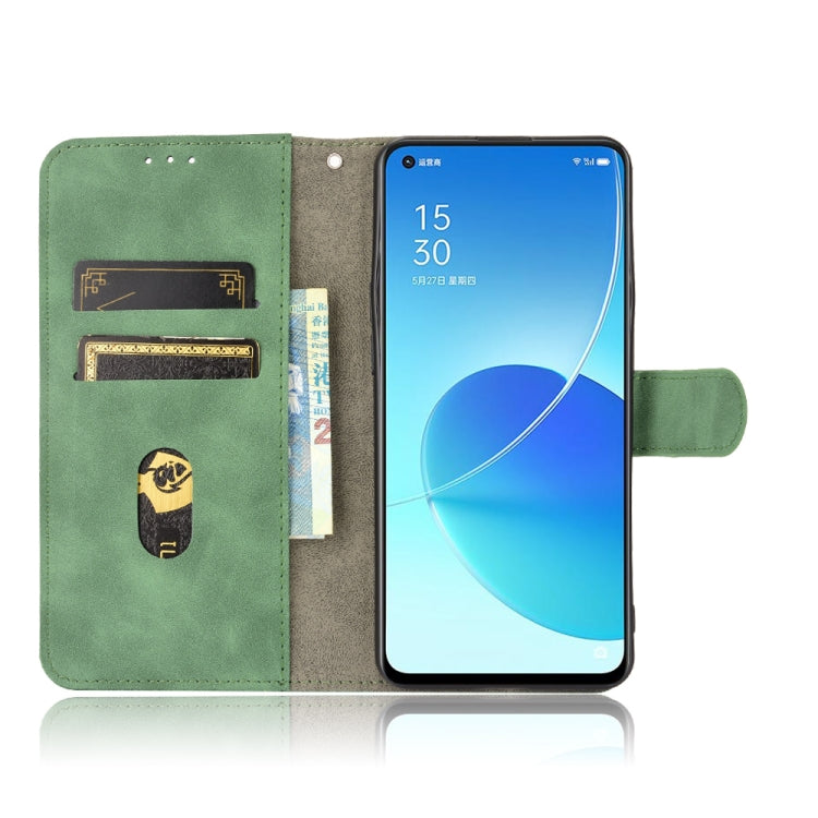 For OPPO Reno6 Solid Color Skin Feel Magnetic Buckle Horizontal Flip Calf Texture PU Leather Case with Holder & Card Slots & Wallet