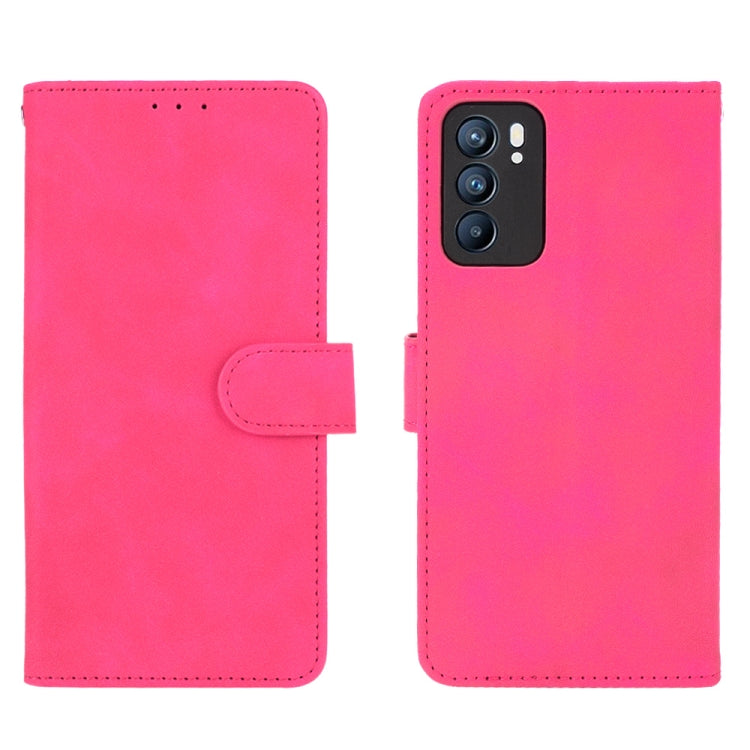 For OPPO Reno6 Solid Color Skin Feel Magnetic Buckle Horizontal Flip Calf Texture PU Leather Case with Holder & Card Slots & Wallet