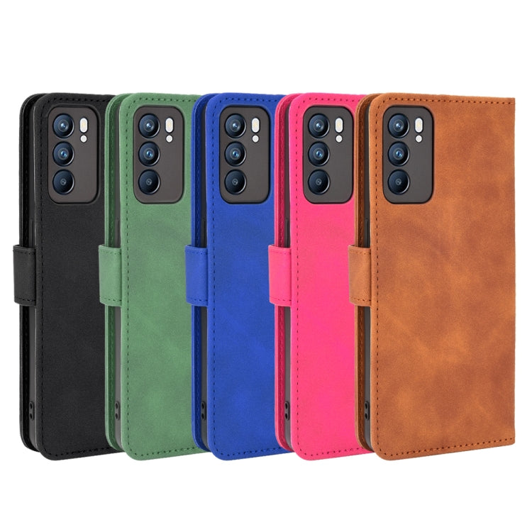 For OPPO Reno6 Solid Color Skin Feel Magnetic Buckle Horizontal Flip Calf Texture PU Leather Case with Holder & Card Slots & Wallet
