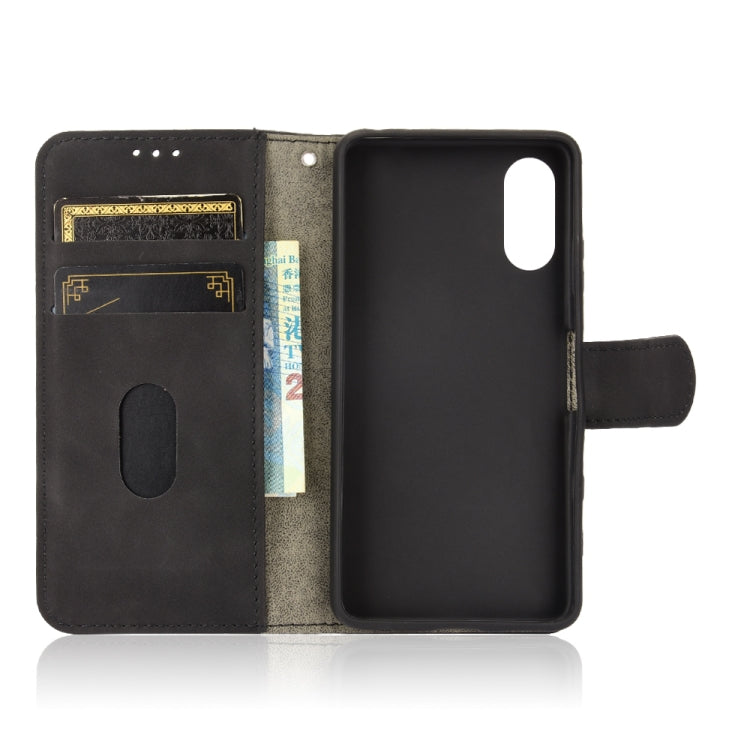 For Sony Xperia Ace II Solid Color Skin Feel Magnetic Buckle Horizontal Flip Calf Texture PU Leather Case with Holder & Card Slots & Wallet