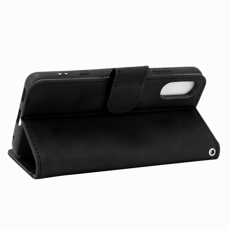 For Sony Xperia Ace II Solid Color Skin Feel Magnetic Buckle Horizontal Flip Calf Texture PU Leather Case with Holder & Card Slots & Wallet