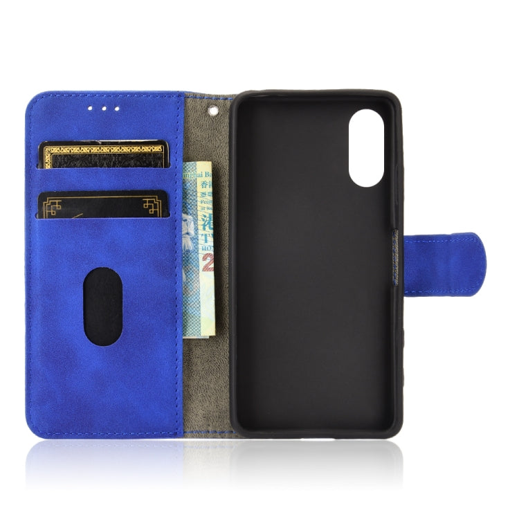 For Sony Xperia Ace II Solid Color Skin Feel Magnetic Buckle Horizontal Flip Calf Texture PU Leather Case with Holder & Card Slots & Wallet