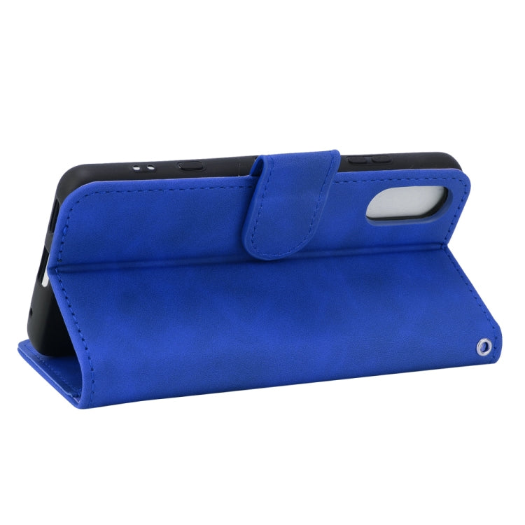 For Sony Xperia Ace II Solid Color Skin Feel Magnetic Buckle Horizontal Flip Calf Texture PU Leather Case with Holder & Card Slots & Wallet