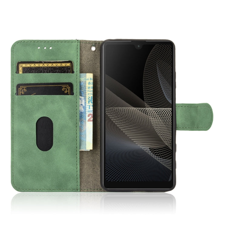 For Sony Xperia Ace II Solid Color Skin Feel Magnetic Buckle Horizontal Flip Calf Texture PU Leather Case with Holder & Card Slots & Wallet