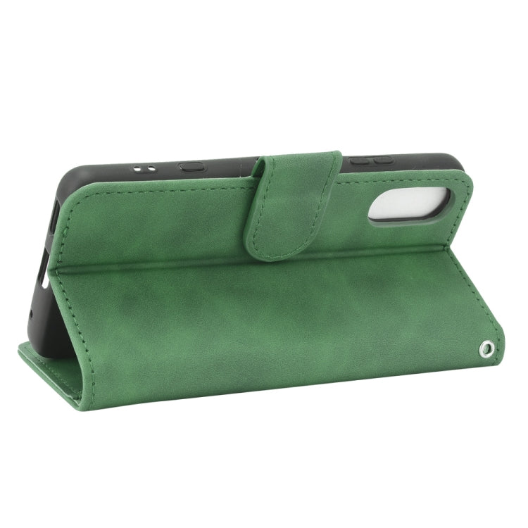 For Sony Xperia Ace II Solid Color Skin Feel Magnetic Buckle Horizontal Flip Calf Texture PU Leather Case with Holder & Card Slots & Wallet