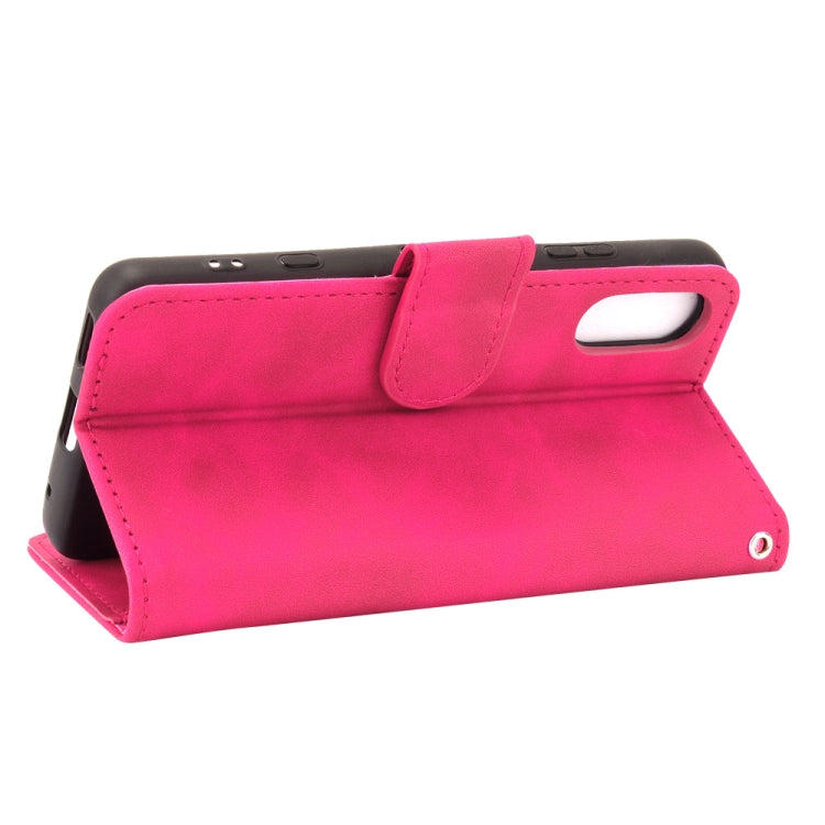 For Sony Xperia Ace II Solid Color Skin Feel Magnetic Buckle Horizontal Flip Calf Texture PU Leather Case with Holder & Card Slots & Wallet