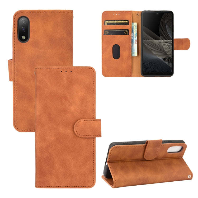 For Sony Xperia Ace II Solid Color Skin Feel Magnetic Buckle Horizontal Flip Calf Texture PU Leather Case with Holder & Card Slots & Wallet