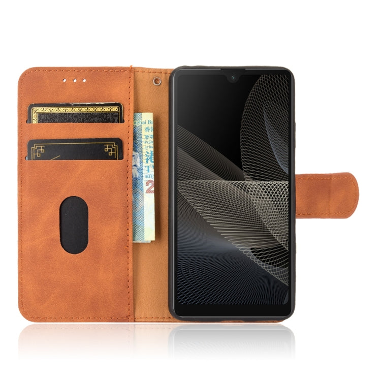 For Sony Xperia Ace II Solid Color Skin Feel Magnetic Buckle Horizontal Flip Calf Texture PU Leather Case with Holder & Card Slots & Wallet