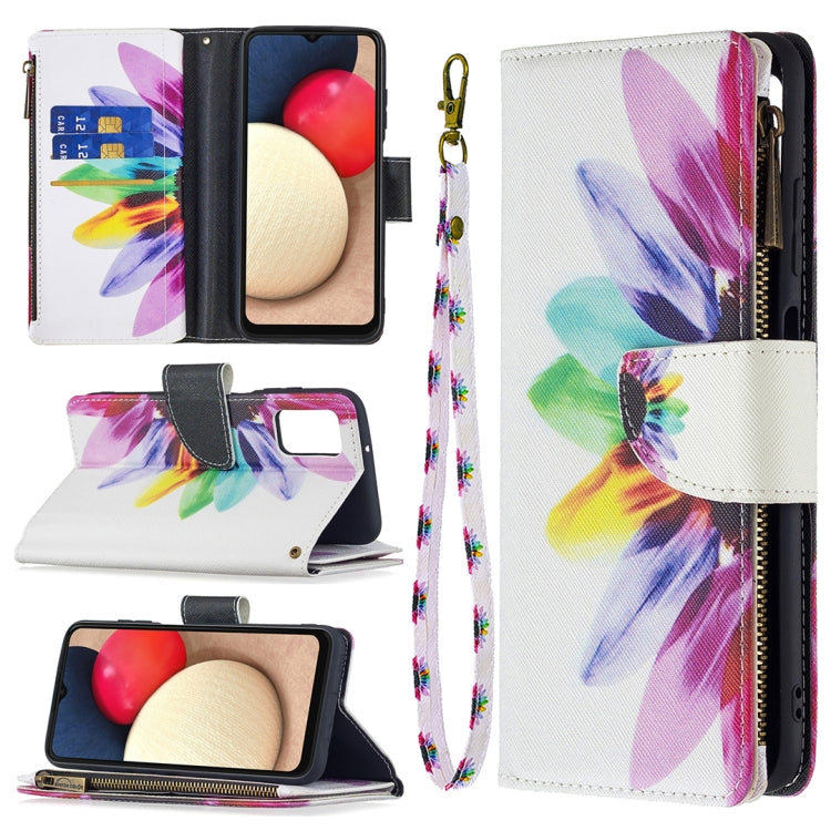 For Samsung Galaxy A03s 164mm Colored Drawing Pattern Zipper Horizontal Flip Leather Case with Holder & Card Slots & Wallet