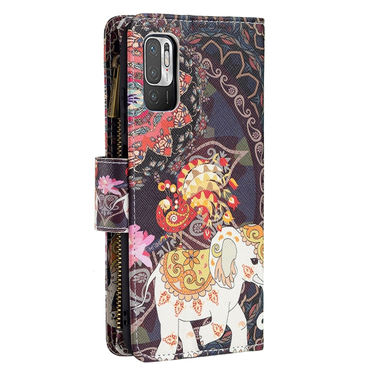For Xiaomi Poco M3 Pro / Redmi Note 10 5G Colored Drawing Pattern Zipper Horizontal Flip Leather Case with Holder & Card Slots & Wallet