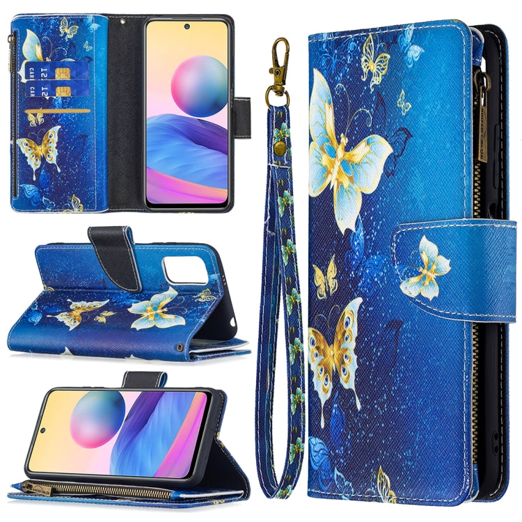 For Xiaomi Poco M3 Pro / Redmi Note 10 5G Colored Drawing Pattern Zipper Horizontal Flip Leather Case with Holder & Card Slots & Wallet