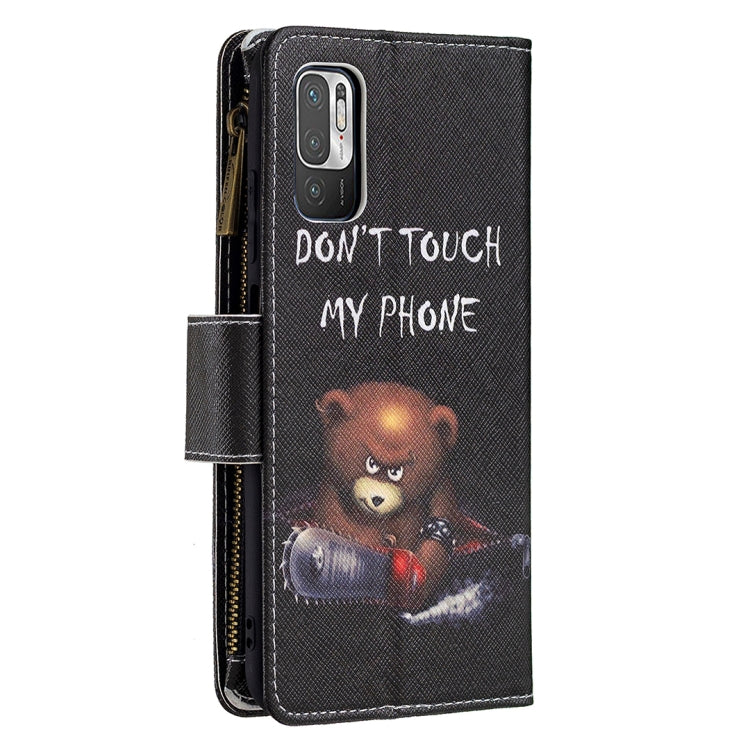 For Xiaomi Poco M3 Pro / Redmi Note 10 5G Colored Drawing Pattern Zipper Horizontal Flip Leather Case with Holder & Card Slots & Wallet