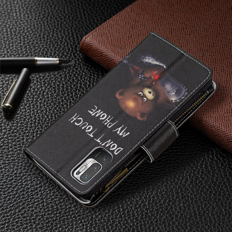 For Xiaomi Poco M3 Pro / Redmi Note 10 5G Colored Drawing Pattern Zipper Horizontal Flip Leather Case with Holder & Card Slots & Wallet