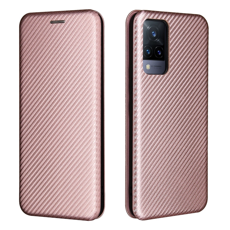 For vivo V21 Carbon Fiber Texture Horizontal Flip TPU + PC + PU Leather Case with Card Slot
