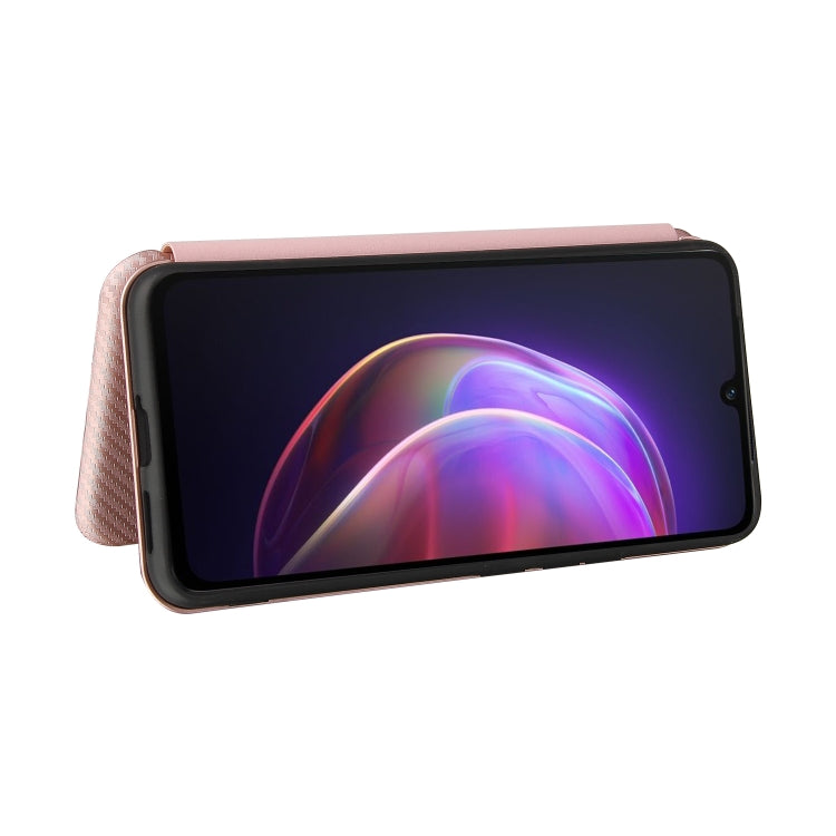 For vivo V21 Carbon Fiber Texture Horizontal Flip TPU + PC + PU Leather Case with Card Slot