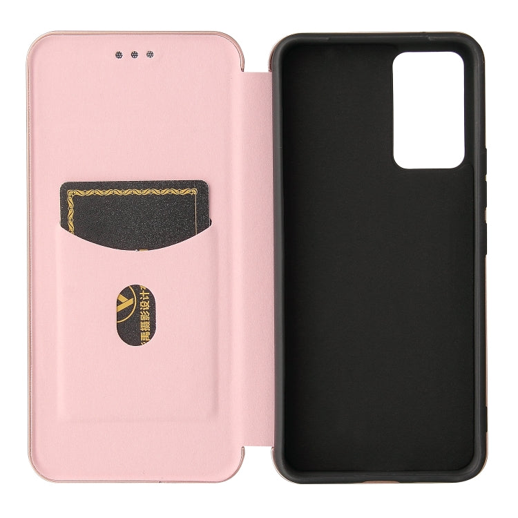 For vivo V21 Carbon Fiber Texture Horizontal Flip TPU + PC + PU Leather Case with Card Slot