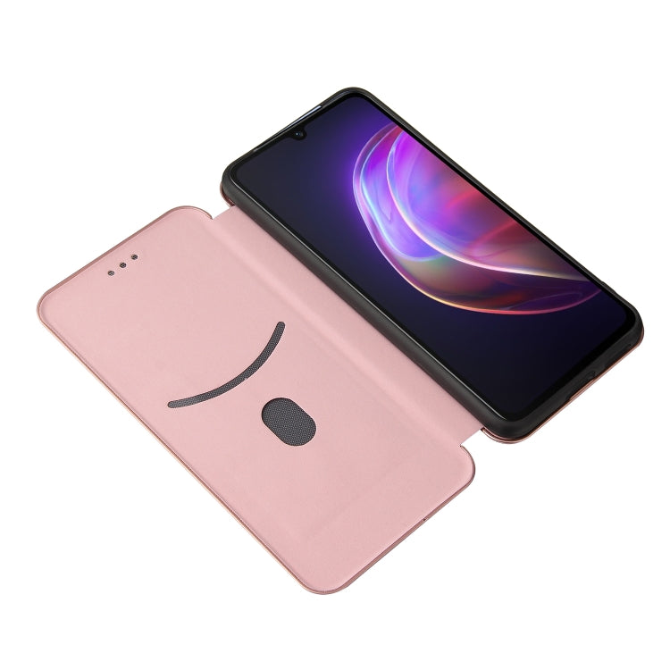 For vivo V21 Carbon Fiber Texture Horizontal Flip TPU + PC + PU Leather Case with Card Slot