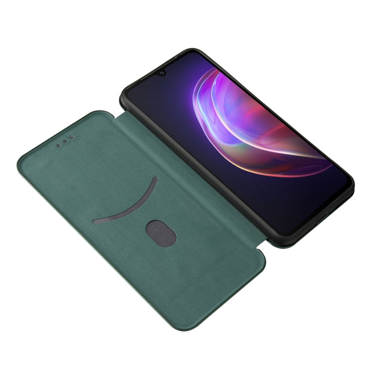 For vivo V21 Carbon Fiber Texture Horizontal Flip TPU + PC + PU Leather Case with Card Slot