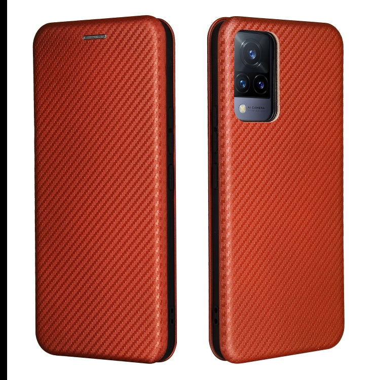 For vivo V21 Carbon Fiber Texture Horizontal Flip TPU + PC + PU Leather Case with Card Slot