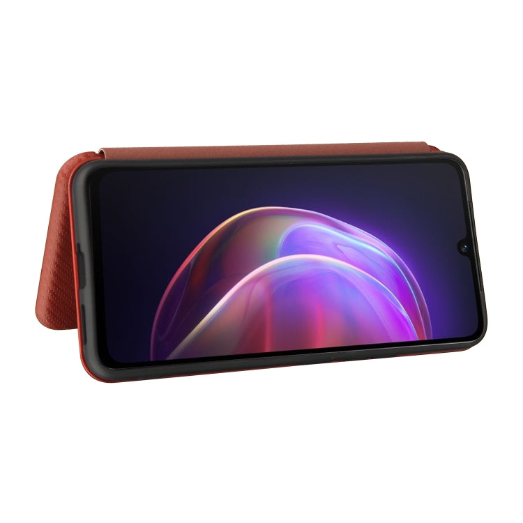 For vivo V21 Carbon Fiber Texture Horizontal Flip TPU + PC + PU Leather Case with Card Slot