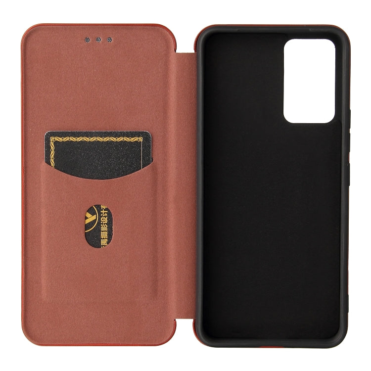 For vivo V21 Carbon Fiber Texture Horizontal Flip TPU + PC + PU Leather Case with Card Slot