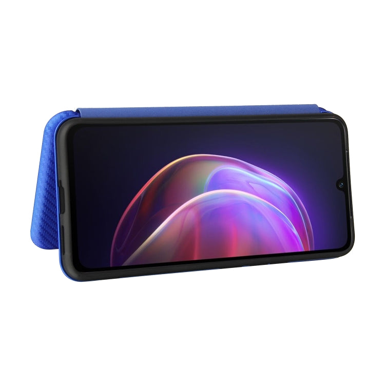 For vivo V21 Carbon Fiber Texture Horizontal Flip TPU + PC + PU Leather Case with Card Slot