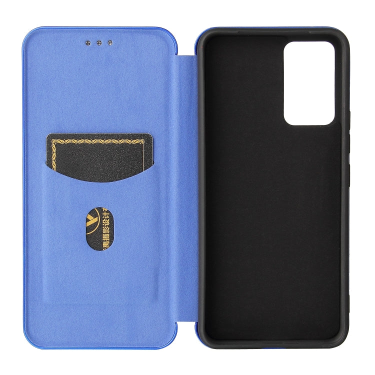 For vivo V21 Carbon Fiber Texture Horizontal Flip TPU + PC + PU Leather Case with Card Slot