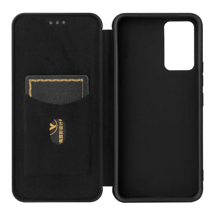 For vivo V21 Carbon Fiber Texture Horizontal Flip TPU + PC + PU Leather Case with Card Slot