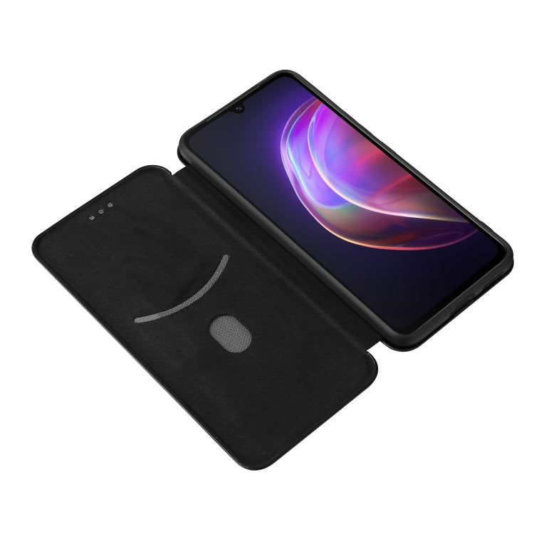 For vivo V21 Carbon Fiber Texture Horizontal Flip TPU + PC + PU Leather Case with Card Slot