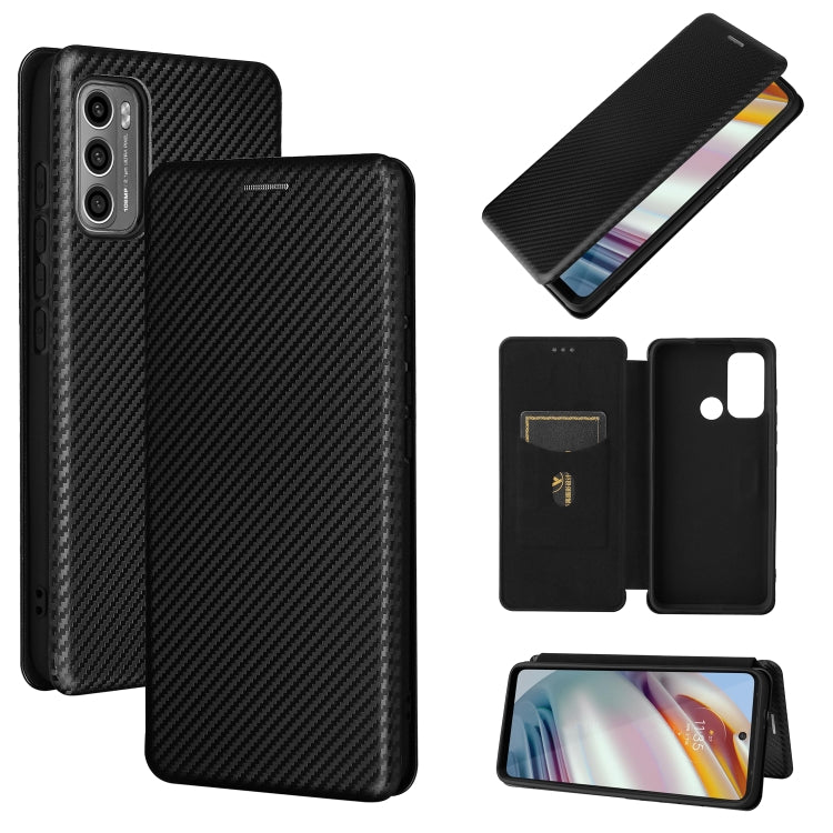 For Motorola Moto G60 / G40 Fusion Carbon Fiber Texture Horizontal Flip TPU + PC + PU Leather Case with Card Slot