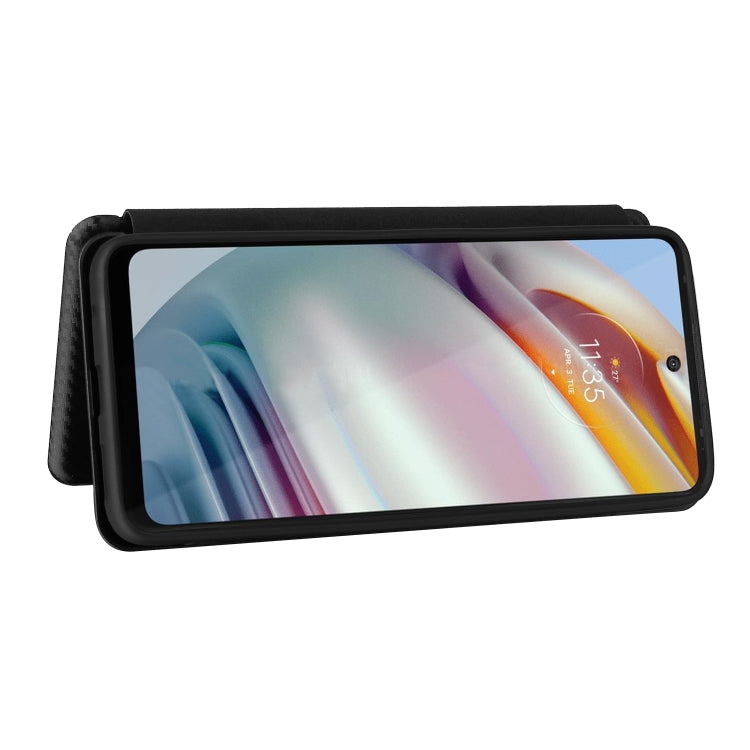 For Motorola Moto G60 / G40 Fusion Carbon Fiber Texture Horizontal Flip TPU + PC + PU Leather Case with Card Slot