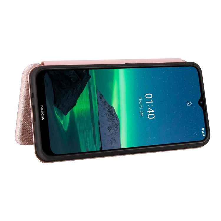 For Nokia 1.4 Carbon Fiber Texture Horizontal Flip TPU + PC + PU Leather Case with Card Slot