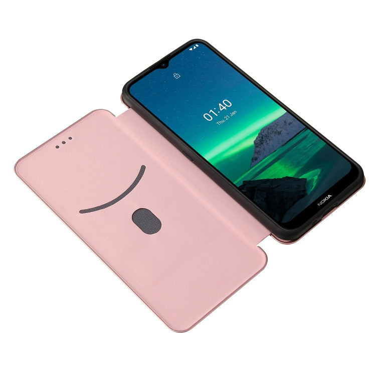 For Nokia 1.4 Carbon Fiber Texture Horizontal Flip TPU + PC + PU Leather Case with Card Slot