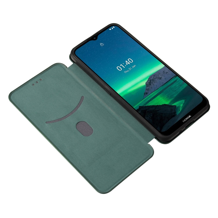For Nokia 1.4 Carbon Fiber Texture Horizontal Flip TPU + PC + PU Leather Case with Card Slot